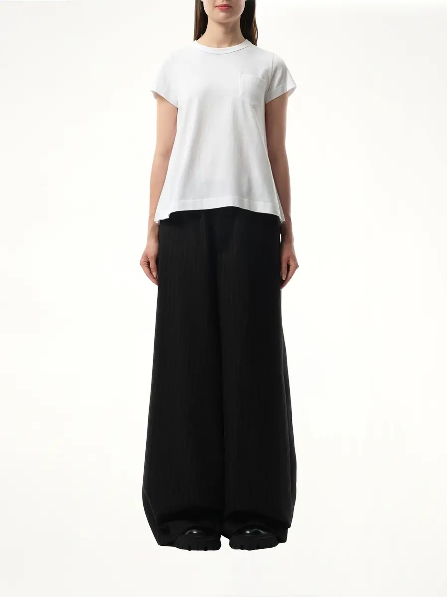 Sacai Cotton Poplin x Jersey T-shirt in White/off White | Thumbnail 4 Sacai Cotton Poplin x Jersey T-shirt in White/off White | Thumbnail 4