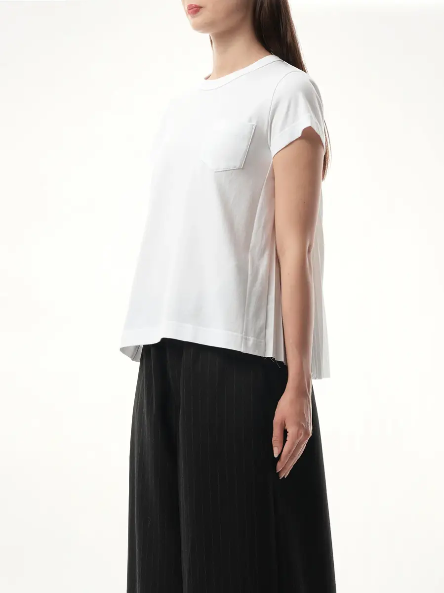 Sacai Cotton Poplin x Jersey T-shirt in White/off White | Thumbnail 5 Sacai Cotton Poplin x Jersey T-shirt in White/off White | Thumbnail 5
