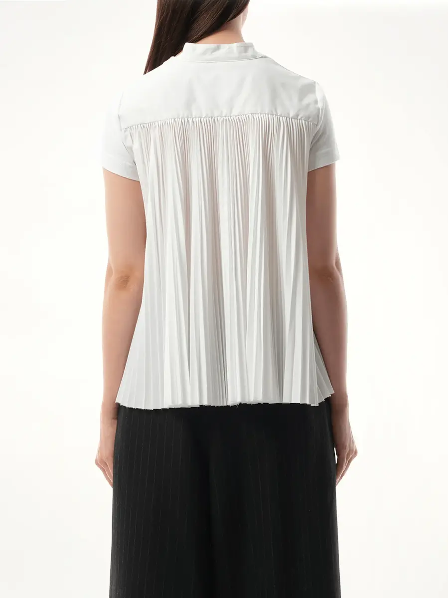 Sacai Cotton Poplin x Jersey T-shirt in White/off White | Thumbnail 6 Sacai Cotton Poplin x Jersey T-shirt in White/off White | Thumbnail 6
