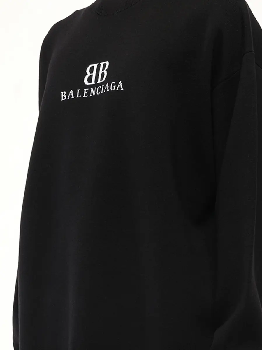 Balenciaga Crewneck Sweater in Black/white Black | Thumbnail 2 Balenciaga Crewneck Sweater in Black/white Black | Thumbnail 2