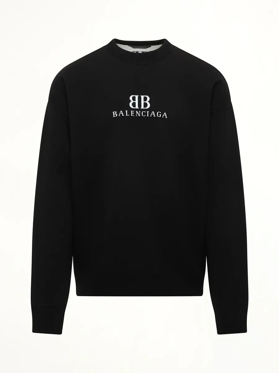 Balenciaga Crewneck Sweater in Black/white Black | Thumbnail 3 Balenciaga Crewneck Sweater in Black/white Black | Thumbnail 3