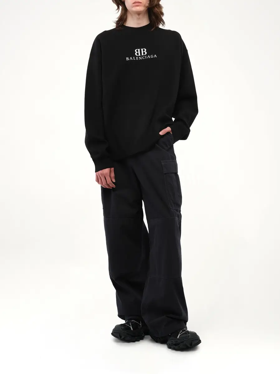 Balenciaga Crewneck Sweater in Black/white Black | Thumbnail 4 Balenciaga Crewneck Sweater in Black/white Black | Thumbnail 4