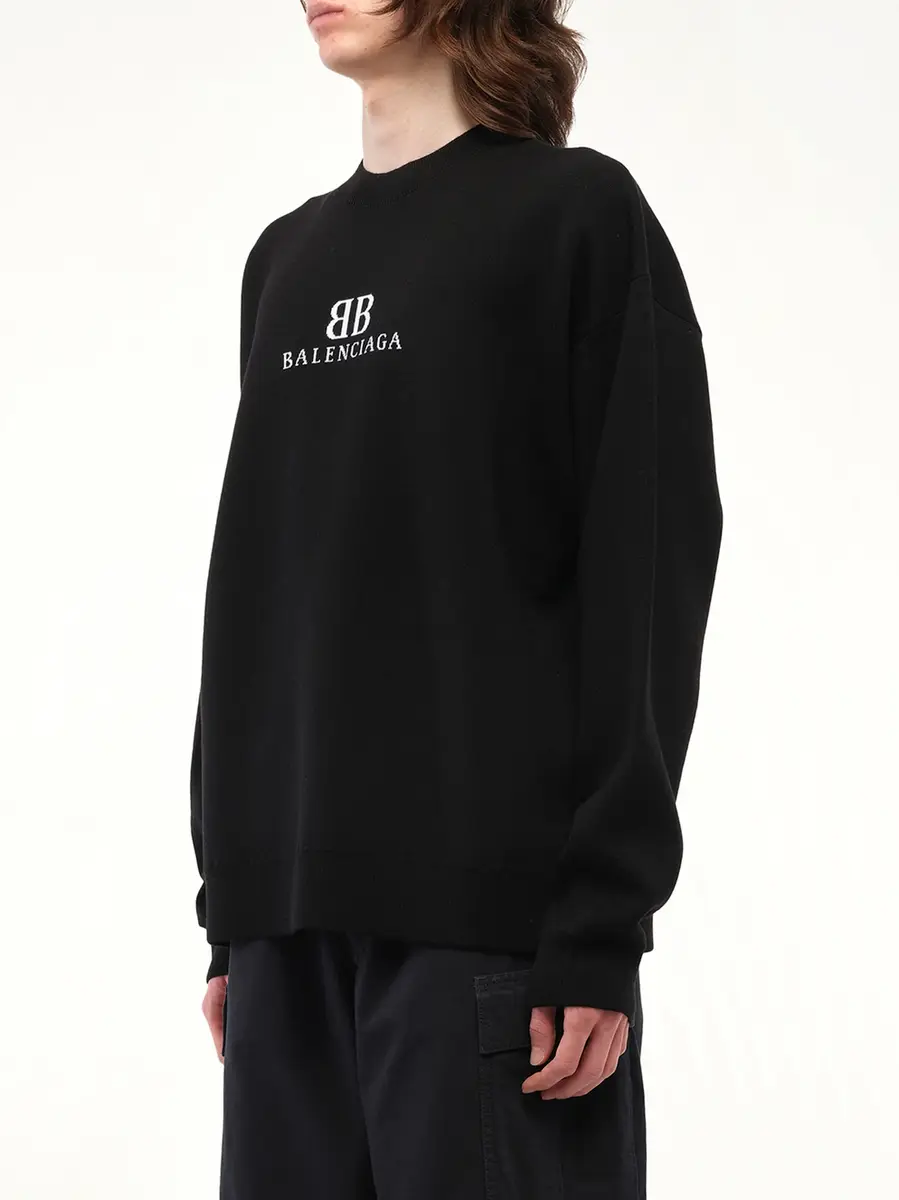 Balenciaga Crewneck Sweater in Black/white Black | Thumbnail 5 Balenciaga Crewneck Sweater in Black/white Black | Thumbnail 5