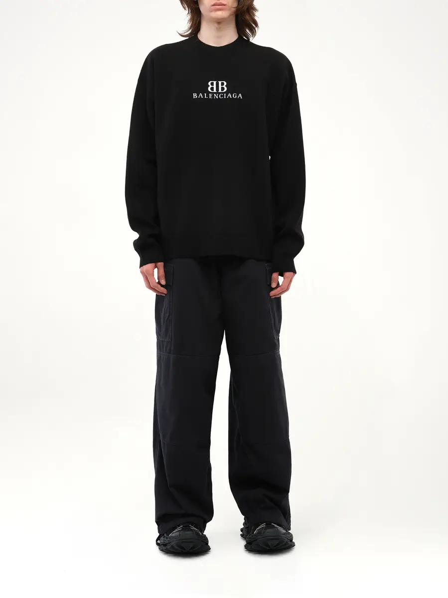 Balenciaga Crewneck Sweater in Black/white Black | Thumbnail 7 Balenciaga Crewneck Sweater in Black/white Black | Thumbnail 7