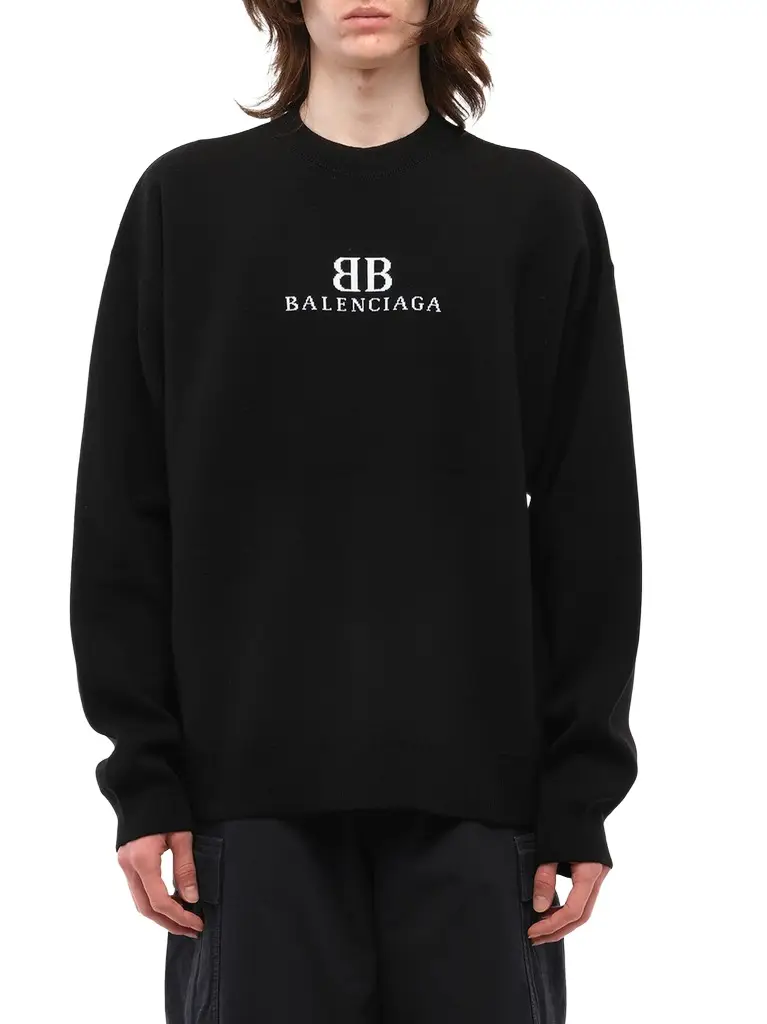 Balenciaga Crewneck Sweater in Black/white | Image 1 Balenciaga Crewneck Sweater in Black/white | Image 1