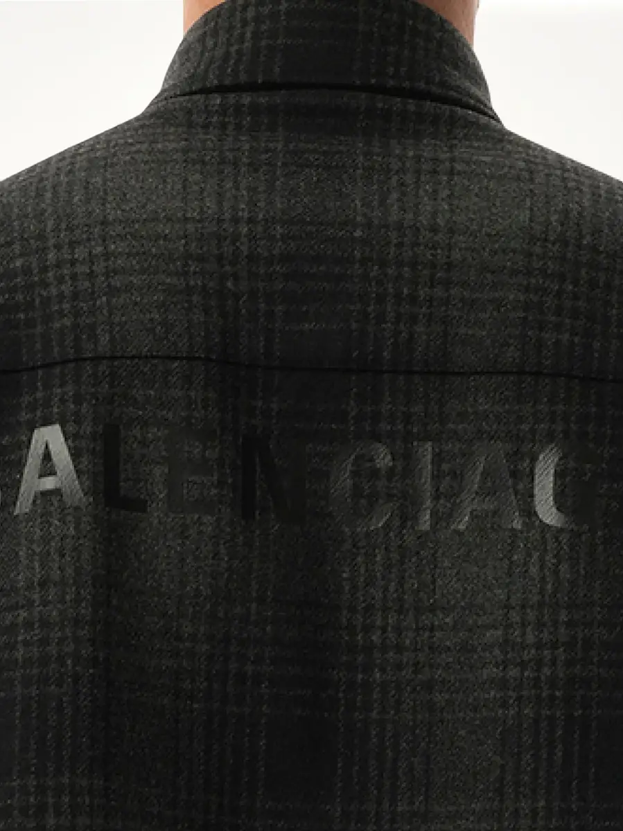 Balenciaga Oversized Wool Check Shirt in Grey/black | Thumbnail 2 Balenciaga Oversized Wool Check Shirt in Grey/black | Thumbnail 2