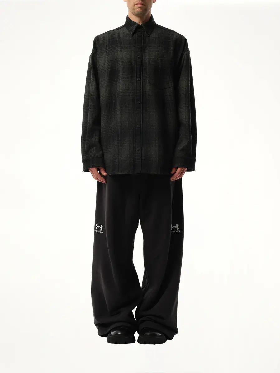 Balenciaga Oversized Wool Check Shirt in Grey/black | Thumbnail 4 Balenciaga Oversized Wool Check Shirt in Grey/black | Thumbnail 4