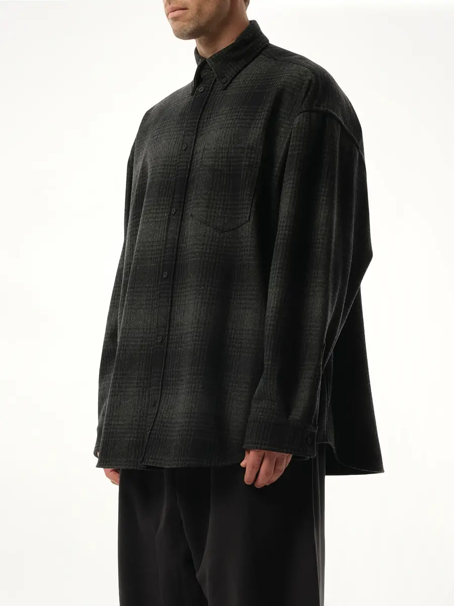 Balenciaga Oversized Wool Check Shirt in Grey/black | Thumbnail 5 Balenciaga Oversized Wool Check Shirt in Grey/black | Thumbnail 5
