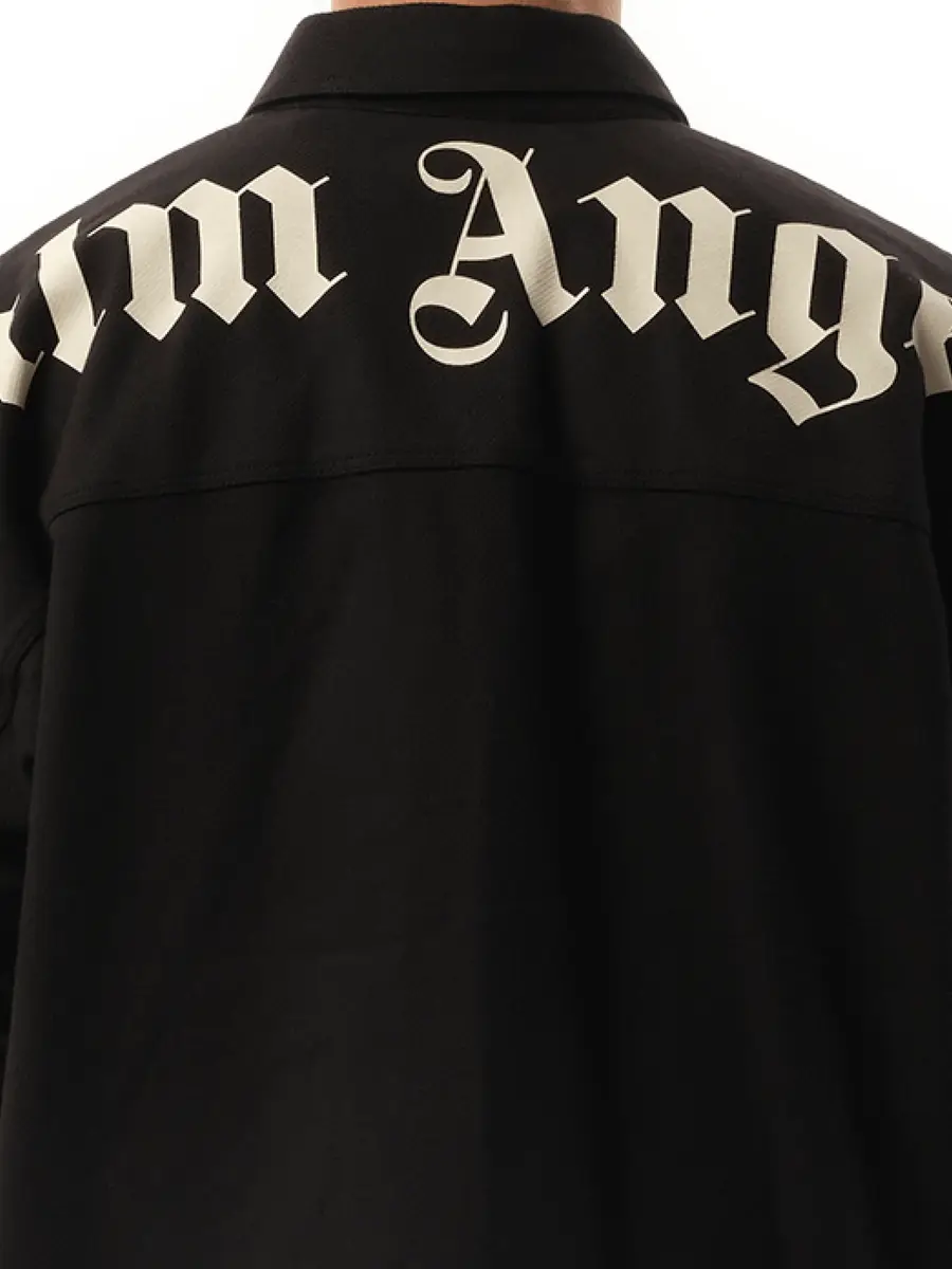Palm Angels Classic Logo Overshirt in Black/off White | Thumbnail 2
