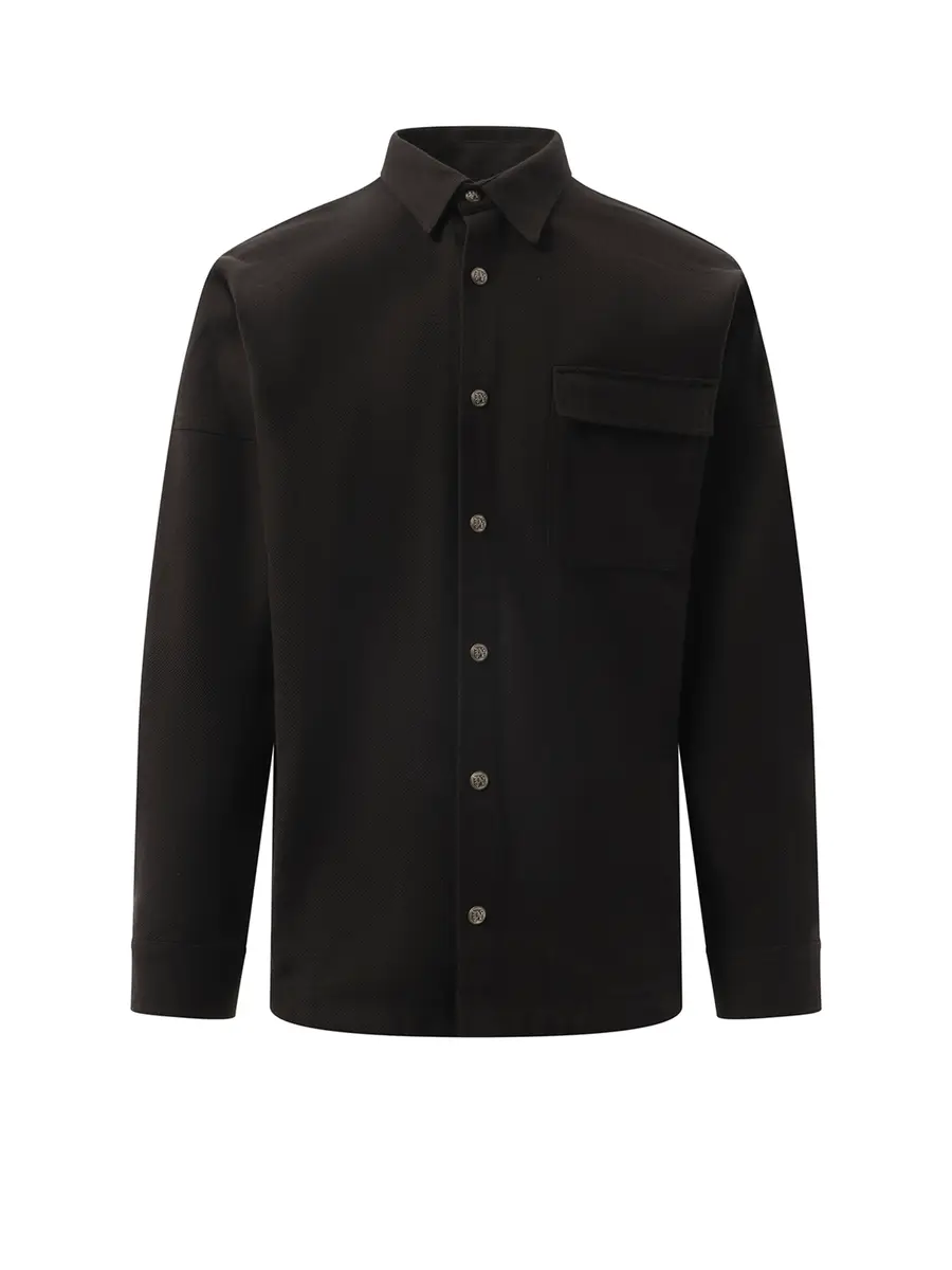 Palm Angels Classic Logo Overshirt in Black/off White | Thumbnail 3