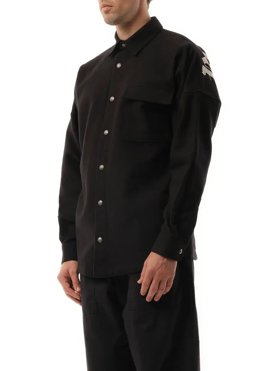 Palm Angels Classic Logo Overshirt in Black/off White | Thumbnail 5