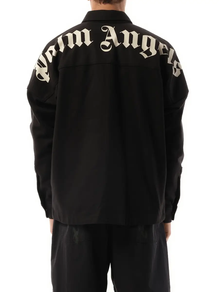 Palm Angels Classic Logo Overshirt in Black/off White | Thumbnail 6