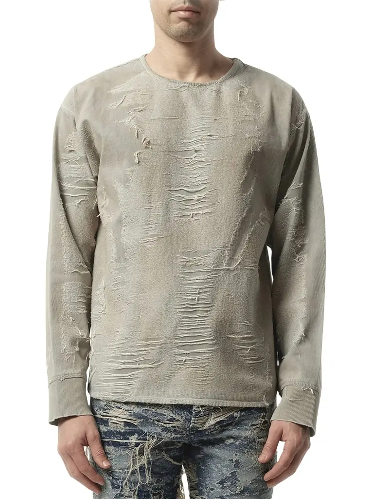 Diesel Distressed Effect Denim Sweater | Image 1 Diesel Distressed Effect Denim Sweater | Image 1