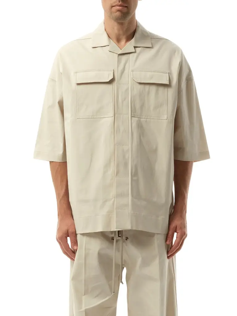 Rick Owens Magnum Tommy Shirt in Dinge White | Image 1 Rick Owens Magnum Tommy Shirt in Dinge White | Image 1