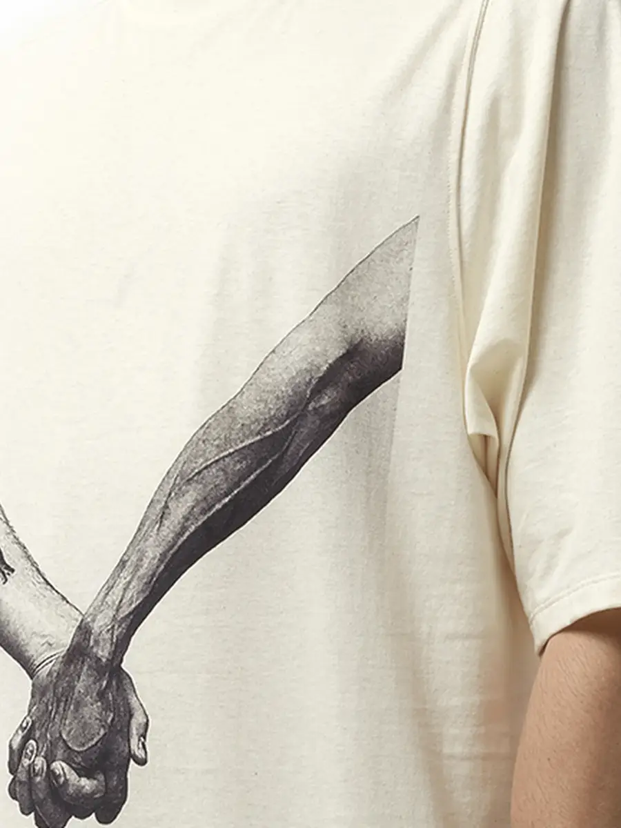 Rick Owens Jumbo SS "Holding Hands" T-shirt in Natural/black | Thumbnail 2 Rick Owens Jumbo SS "Holding Hands" T-shirt in Natural/black | Thumbnail 2