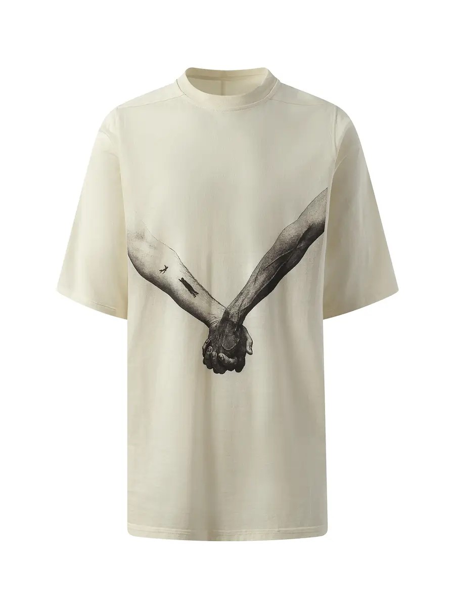 Rick Owens Jumbo SS "Holding Hands" T-shirt in Natural/black | Thumbnail 3 Rick Owens Jumbo SS "Holding Hands" T-shirt in Natural/black | Thumbnail 3