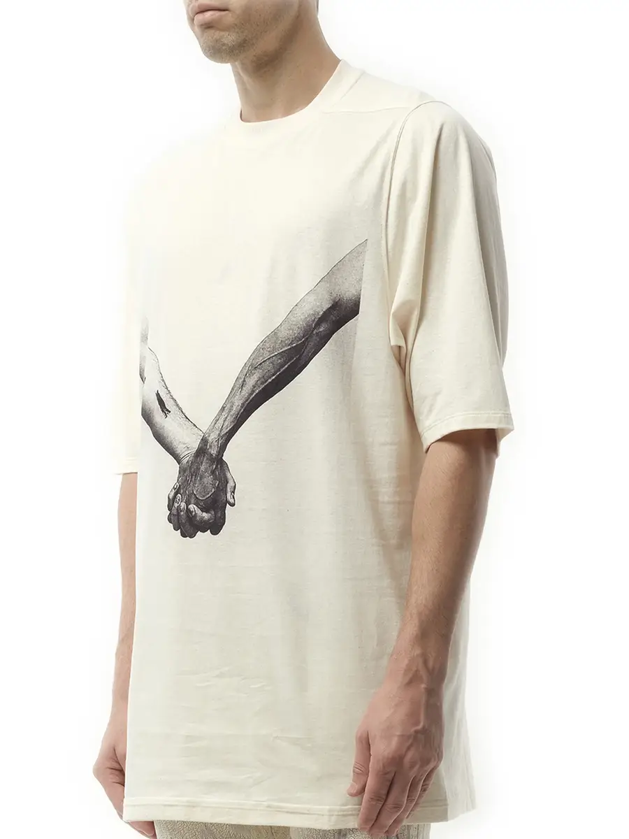 Rick Owens Jumbo SS "Holding Hands" T-shirt in Natural/black | Thumbnail 5 Rick Owens Jumbo SS "Holding Hands" T-shirt in Natural/black | Thumbnail 5