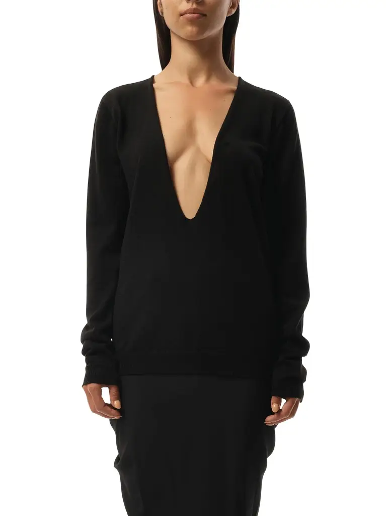 Rick Owens Extreme V Neck Pullover | Image 1 Rick Owens Extreme V Neck Pullover | Image 1