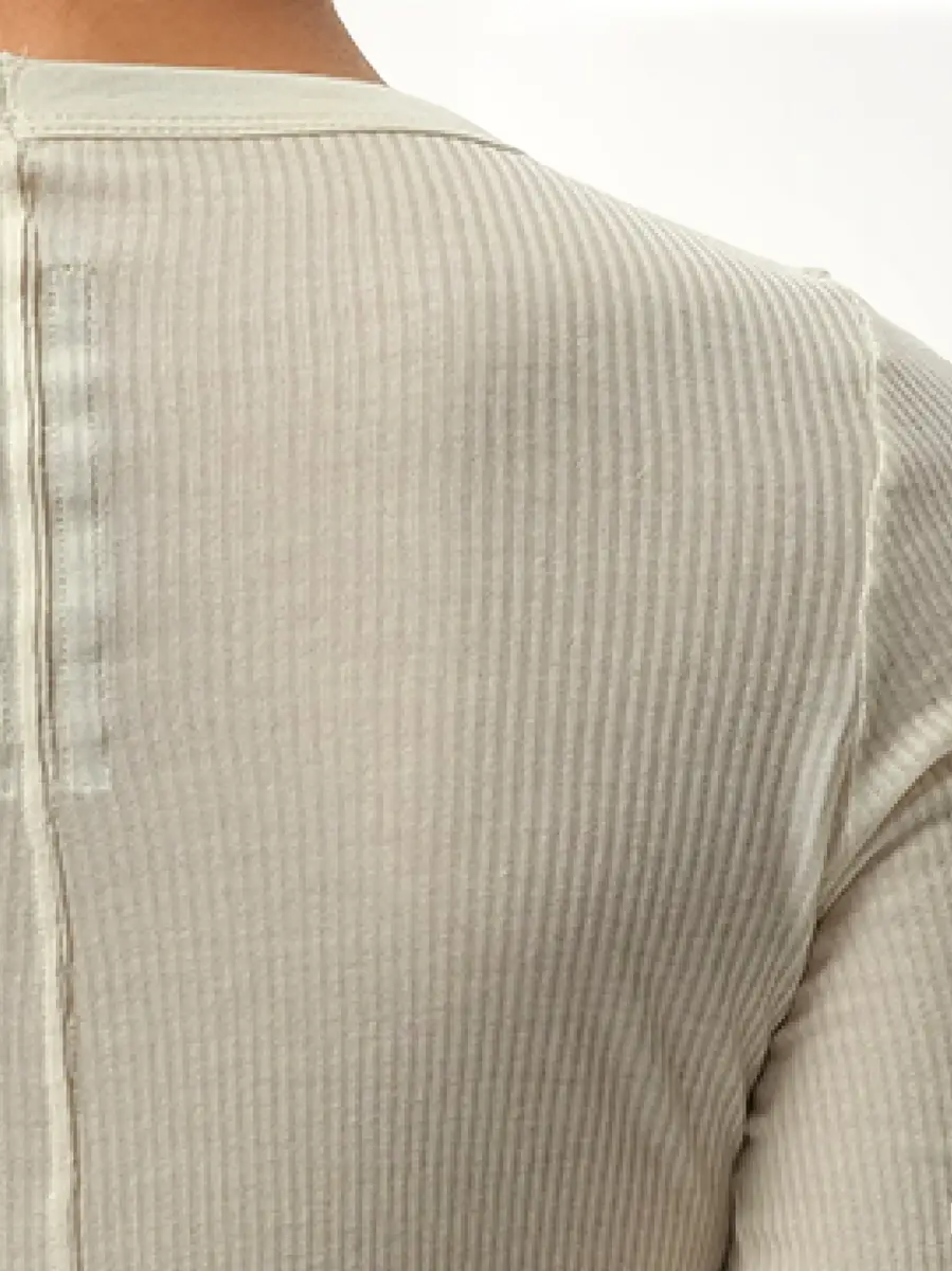 Rick Owens Rib Long Sleeve T-shirt in Dinge White | Thumbnail 2