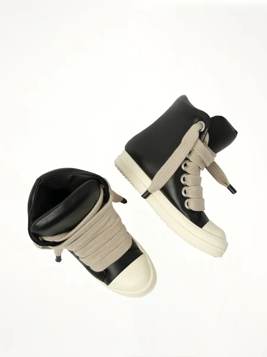 Rick Owens Padded Jumbolaced Sneaker in Black/milk/milk Black | Thumbnail 4 Rick Owens Padded Jumbolaced Sneaker in Black/milk/milk Black | Thumbnail 4
