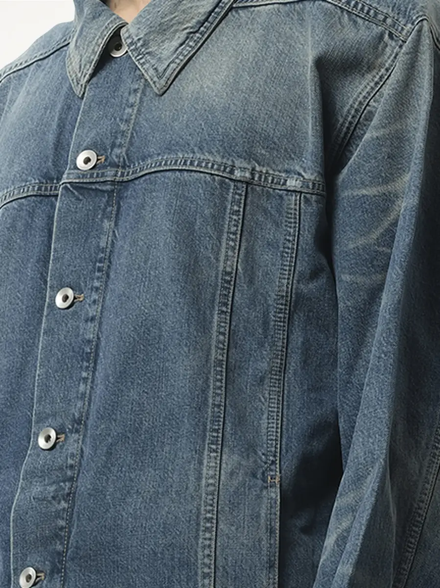 RICK OWENS DRKSHDW Jumbo Worker Jacket in Washed Indigo | Thumbnail 2 RICK OWENS DRKSHDW Jumbo Worker Jacket in Washed Indigo | Thumbnail 2
