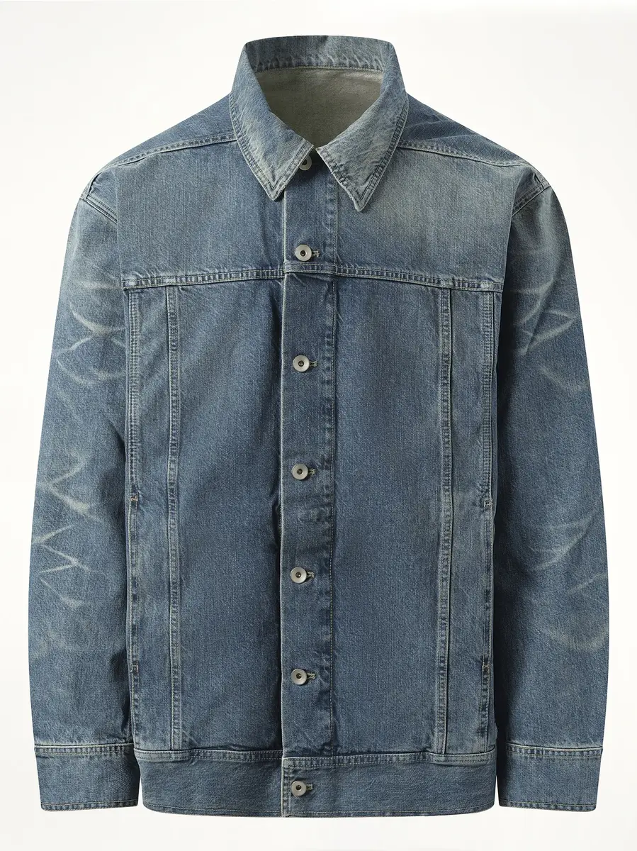 RICK OWENS DRKSHDW Jumbo Worker Jacket in Washed Indigo | Thumbnail 3 RICK OWENS DRKSHDW Jumbo Worker Jacket in Washed Indigo | Thumbnail 3