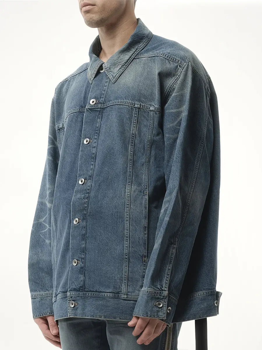 RICK OWENS DRKSHDW Jumbo Worker Jacket in Washed Indigo | Thumbnail 5 RICK OWENS DRKSHDW Jumbo Worker Jacket in Washed Indigo | Thumbnail 5