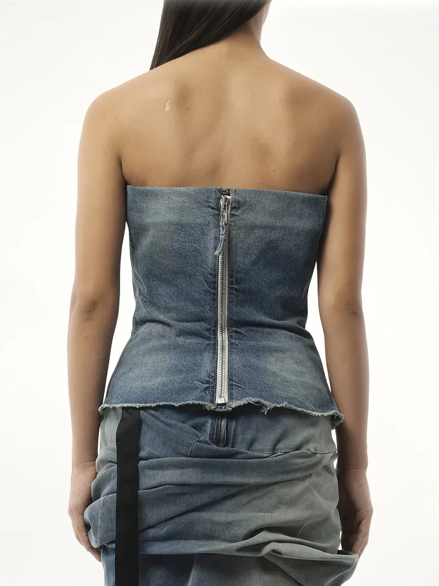 RICK OWENS DRKSHDW Bustier Top in Washed Indigo | Thumbnail 6 RICK OWENS DRKSHDW Bustier Top in Washed Indigo | Thumbnail 6