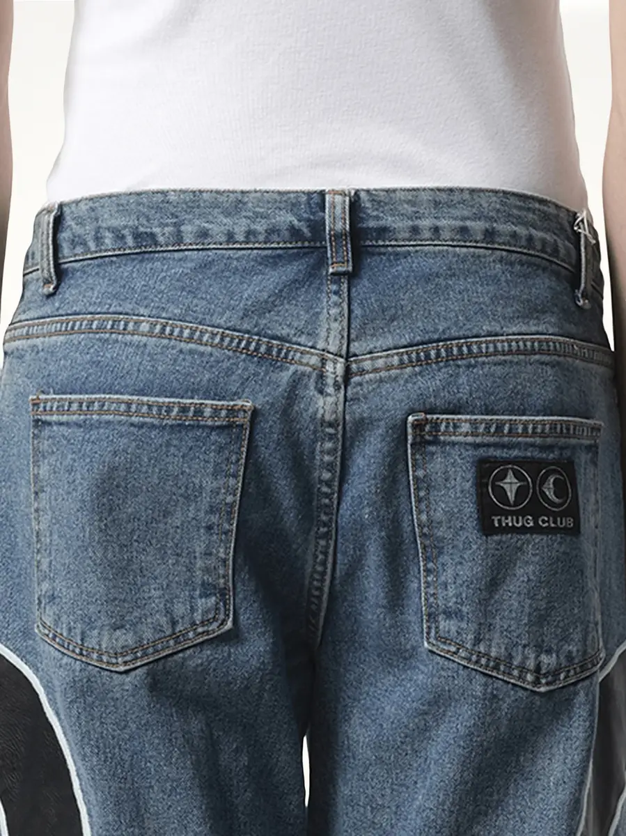THUG CLUB TC Leather Washing Denim Pants in Blue/black | Thumbnail 2 THUG CLUB TC Leather Washing Denim Pants in Blue/black | Thumbnail 2