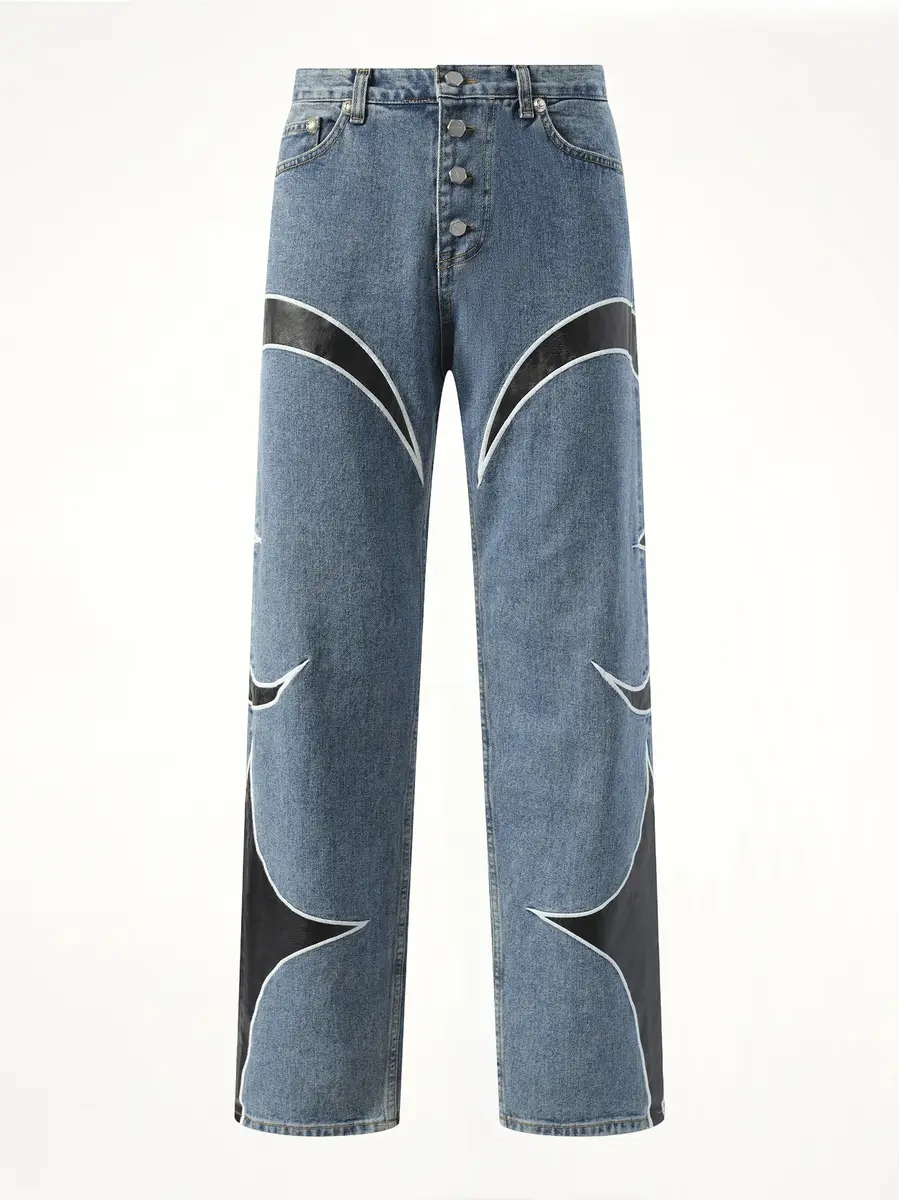 THUG CLUB TC Leather Washing Denim Pants in Blue/black | Thumbnail 3 THUG CLUB TC Leather Washing Denim Pants in Blue/black | Thumbnail 3