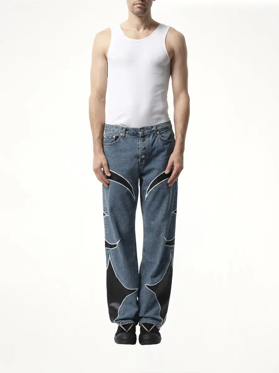 THUG CLUB TC Leather Washing Denim Pants in Blue/black | Thumbnail 4 THUG CLUB TC Leather Washing Denim Pants in Blue/black | Thumbnail 4