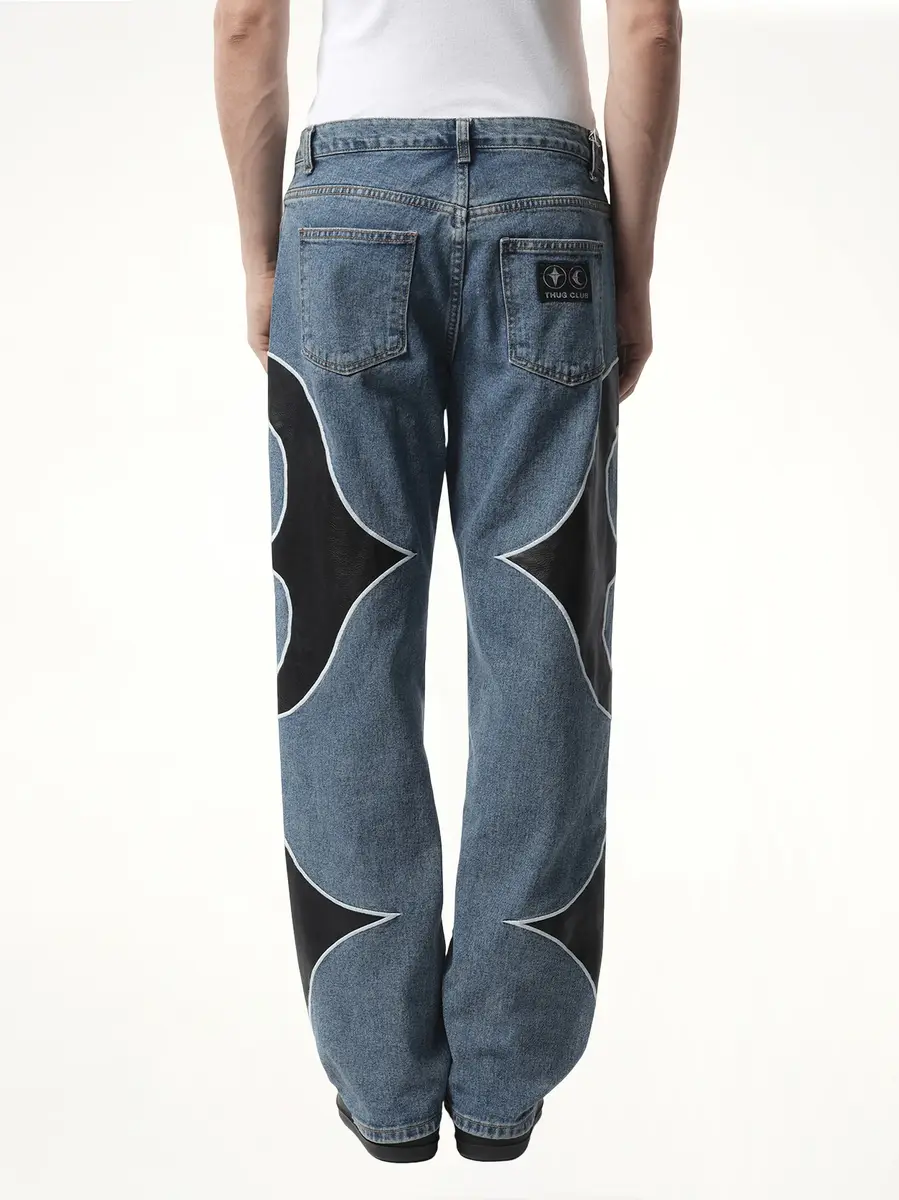 THUG CLUB TC Leather Washing Denim Pants in Blue/black | Thumbnail 6 THUG CLUB TC Leather Washing Denim Pants in Blue/black | Thumbnail 6