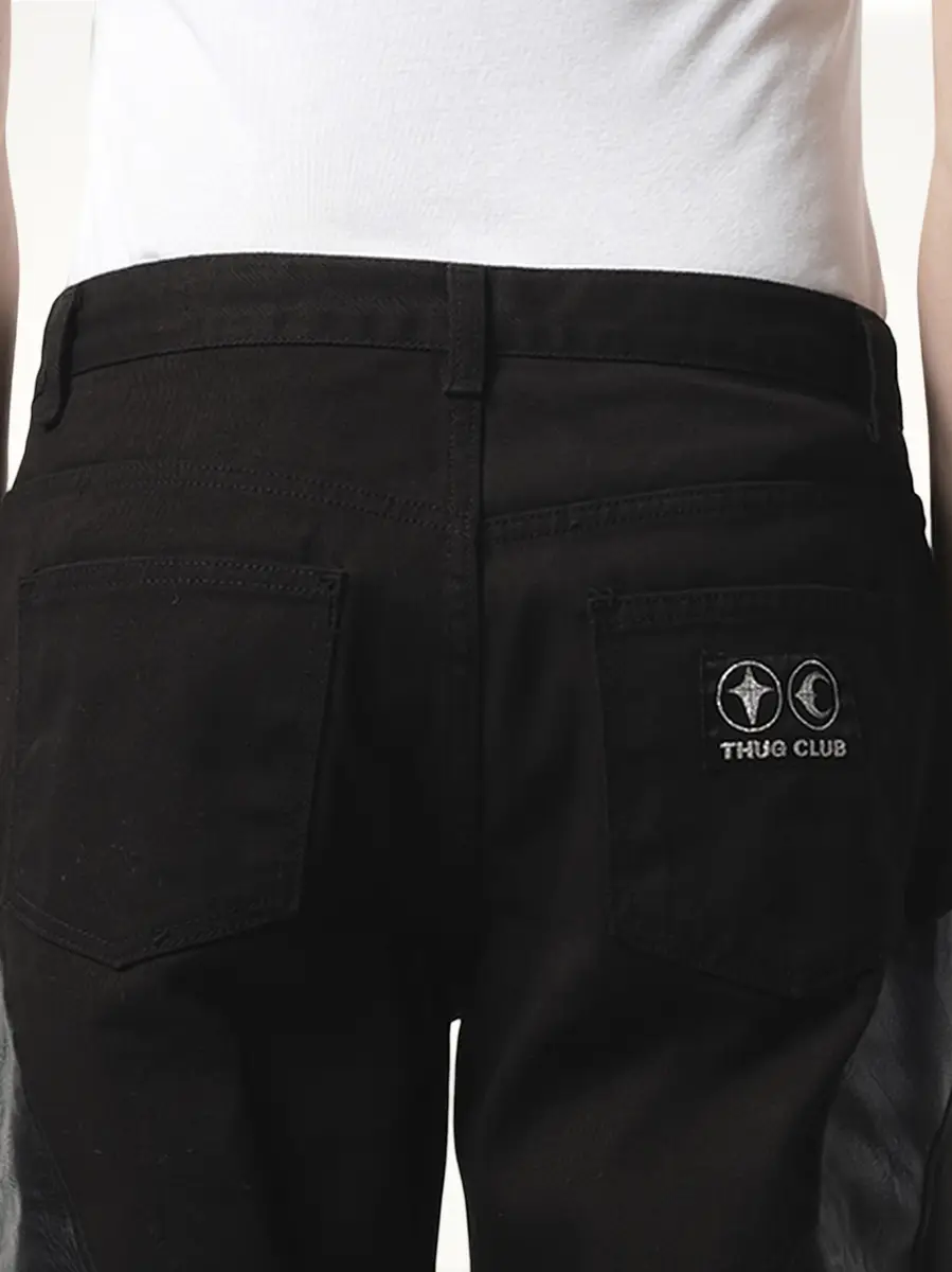 THUG CLUB TC Leather Washing Denim Pants in All Black | Thumbnail 2 THUG CLUB TC Leather Washing Denim Pants in All Black | Thumbnail 2