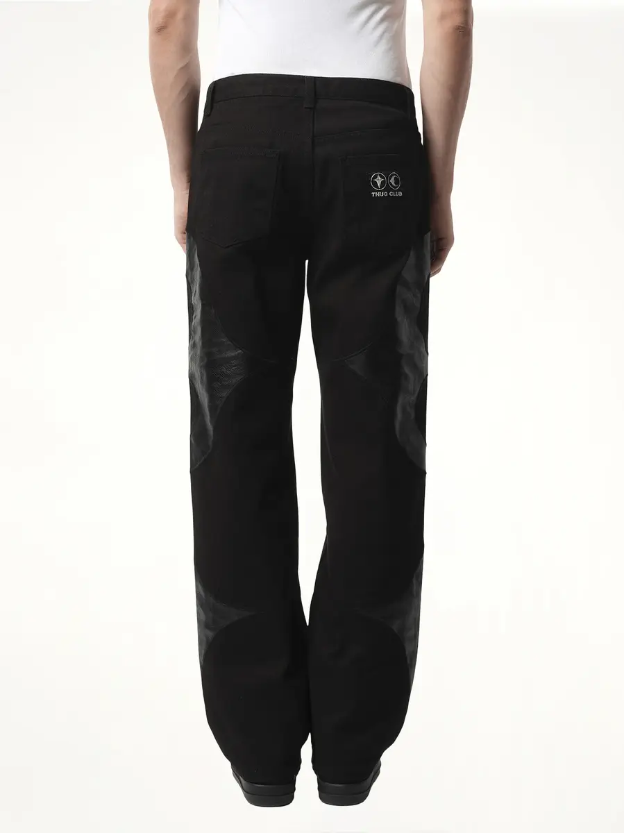 THUG CLUB TC Leather Washing Denim Pants in All Black | Thumbnail 6 THUG CLUB TC Leather Washing Denim Pants in All Black | Thumbnail 6