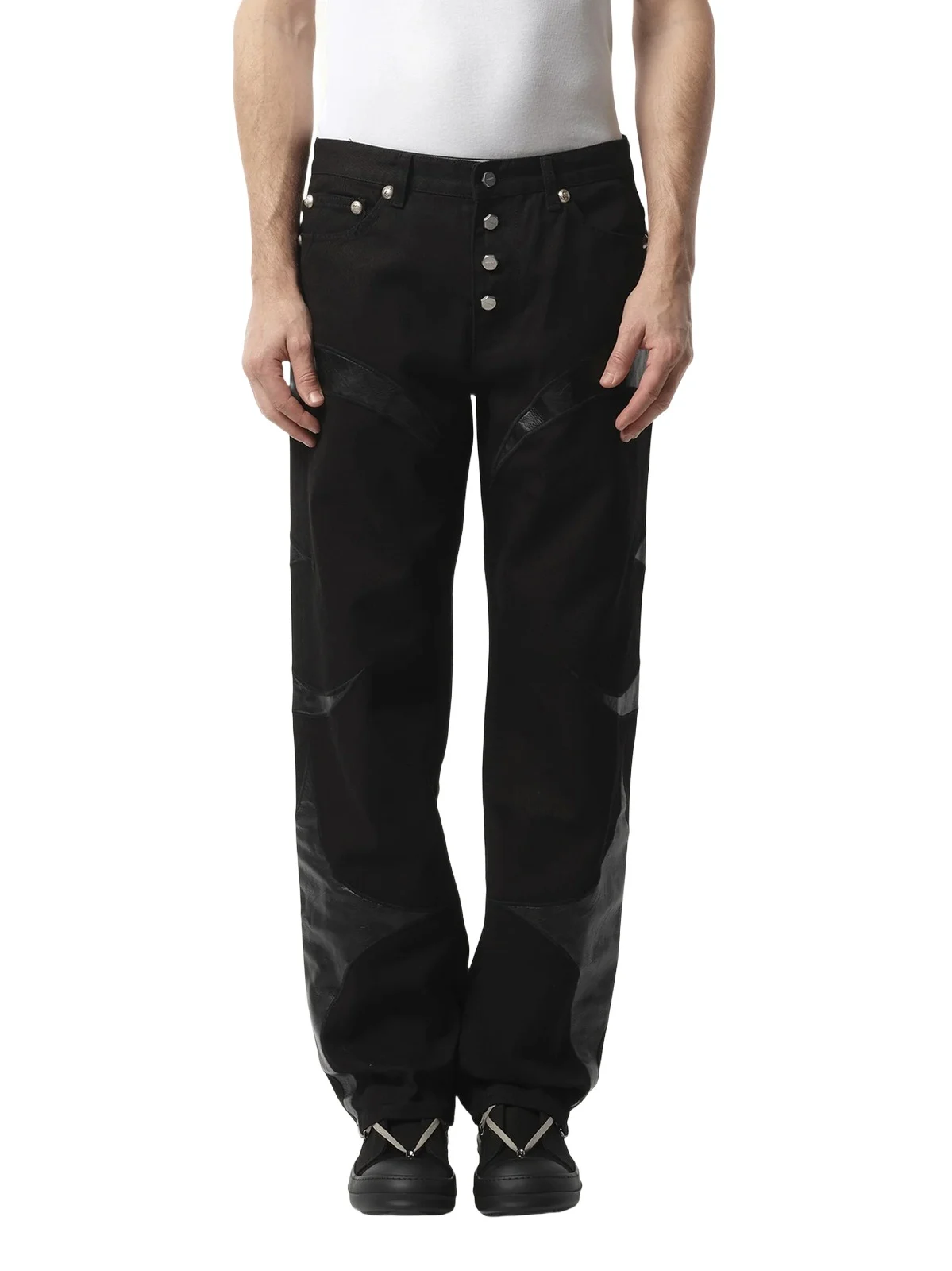 TC Leather Washing Denim Pants in All Black TC Leather Washing Denim Pants in All Black