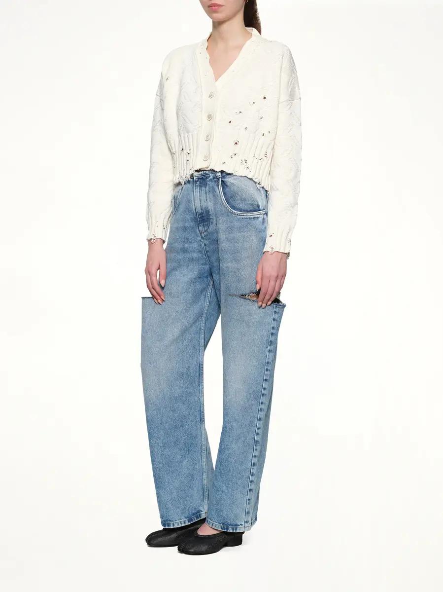 Marni Jacquard Dishevelled Cardigan in Lily White | Thumbnail 4 Marni Jacquard Dishevelled Cardigan in Lily White | Thumbnail 4