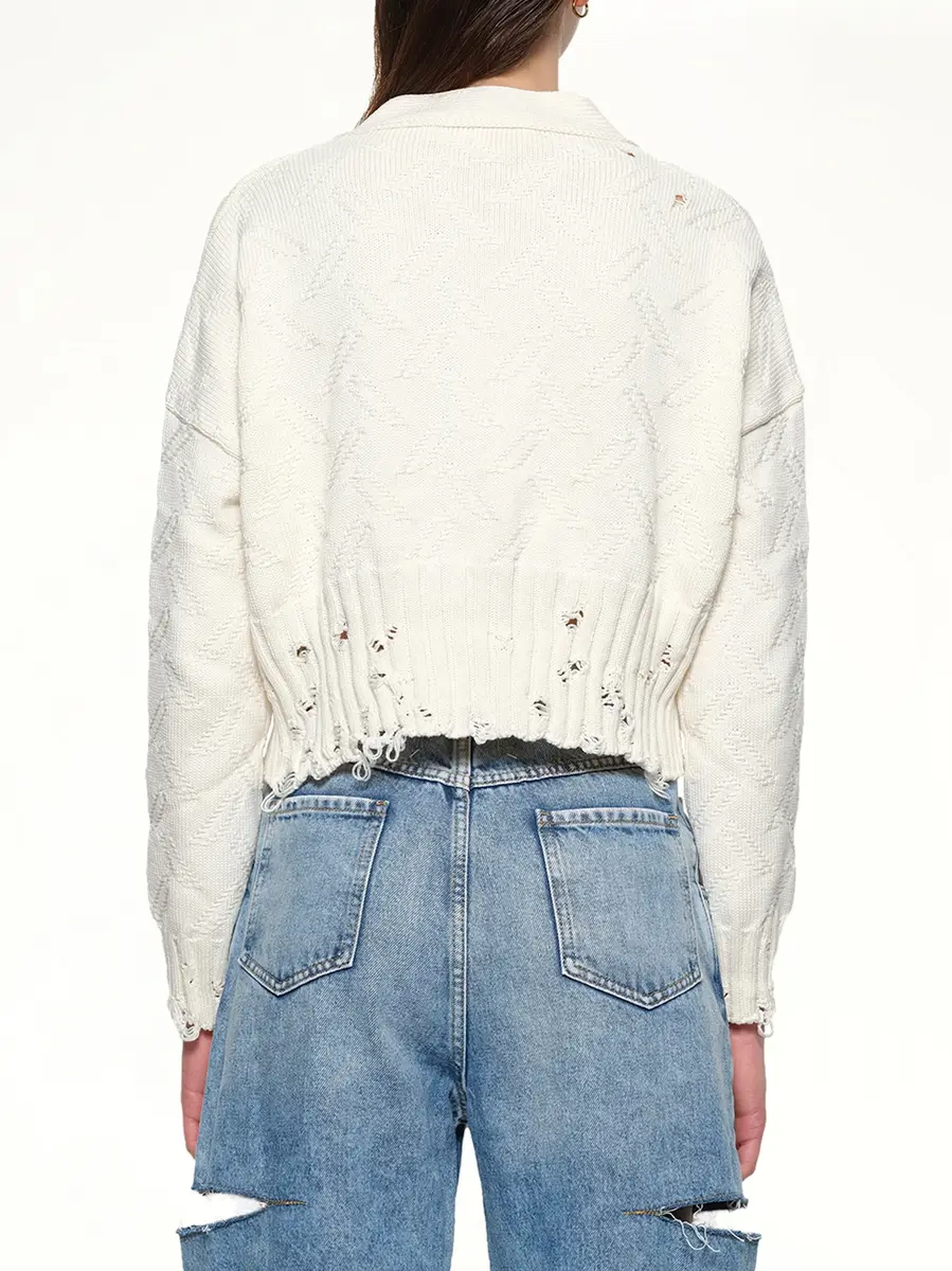 Marni Jacquard Dishevelled Cardigan in Lily White | Thumbnail 5 Marni Jacquard Dishevelled Cardigan in Lily White | Thumbnail 5