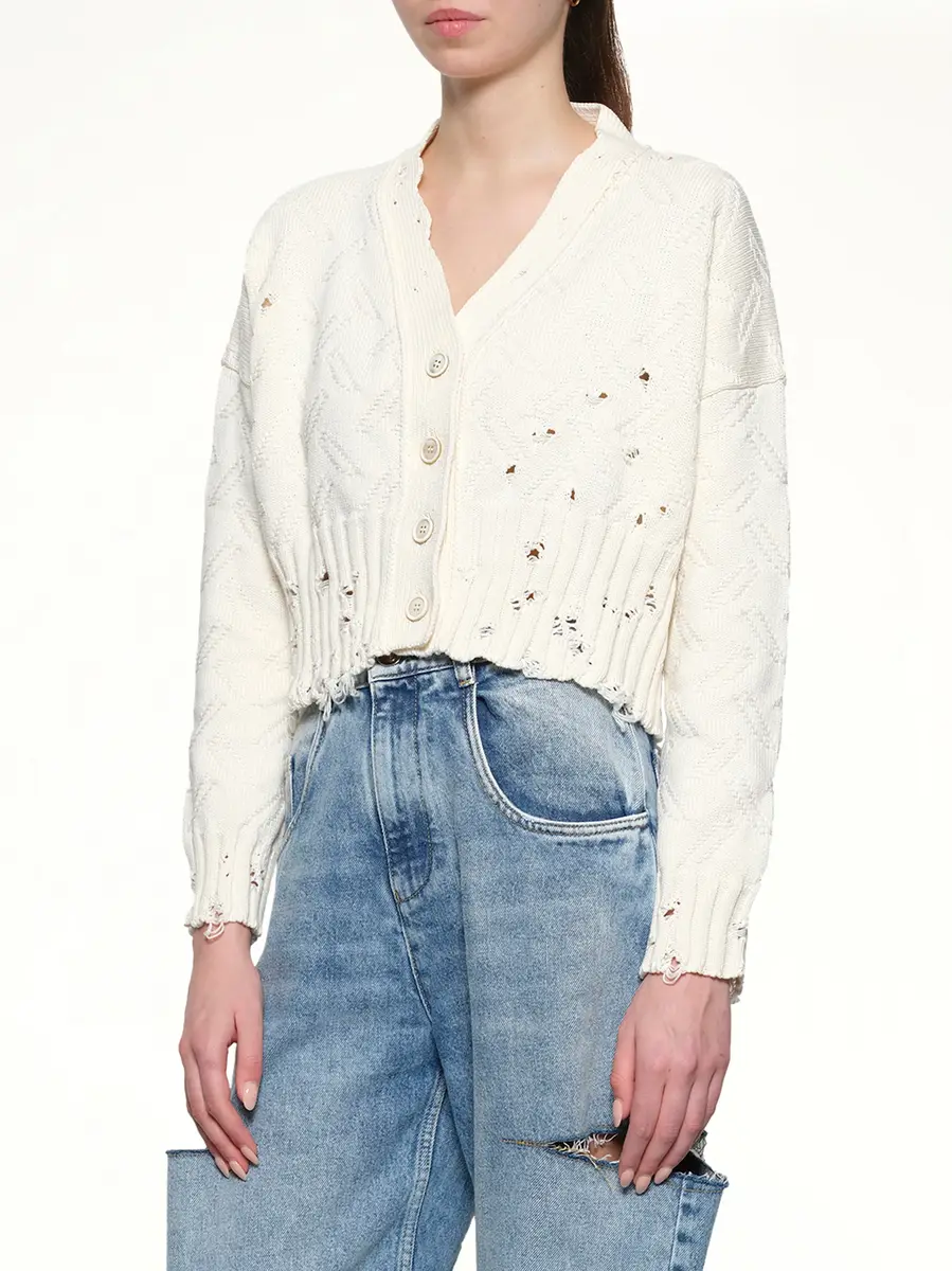 Marni Jacquard Dishevelled Cardigan in Lily White | Thumbnail 6 Marni Jacquard Dishevelled Cardigan in Lily White | Thumbnail 6