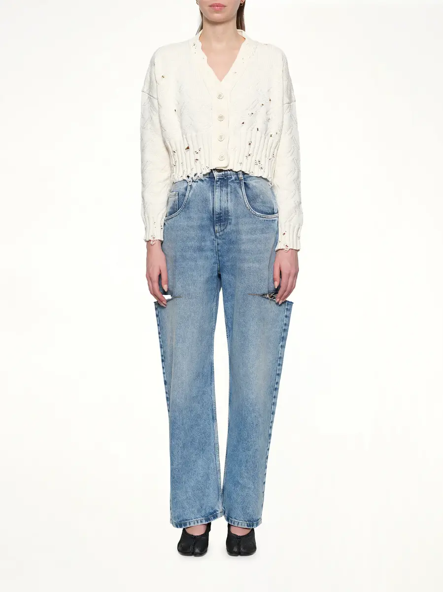 Marni Jacquard Dishevelled Cardigan in Lily White | Thumbnail 7 Marni Jacquard Dishevelled Cardigan in Lily White | Thumbnail 7
