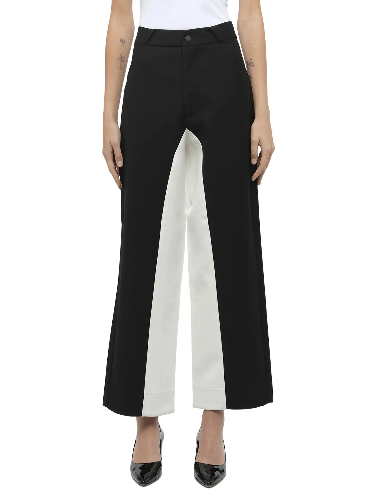 FAX COPY EXPRESS Black & White Stitched Suit Pants in
