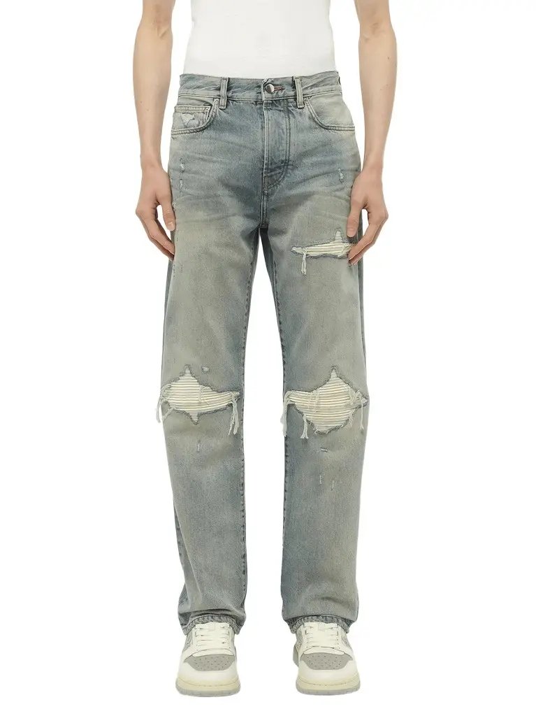 AMIRI Suede Straight Mx1 Jeans in Antique Indigo Blue | Image 1 AMIRI Suede Straight Mx1 Jeans in Antique Indigo Blue | Image 1