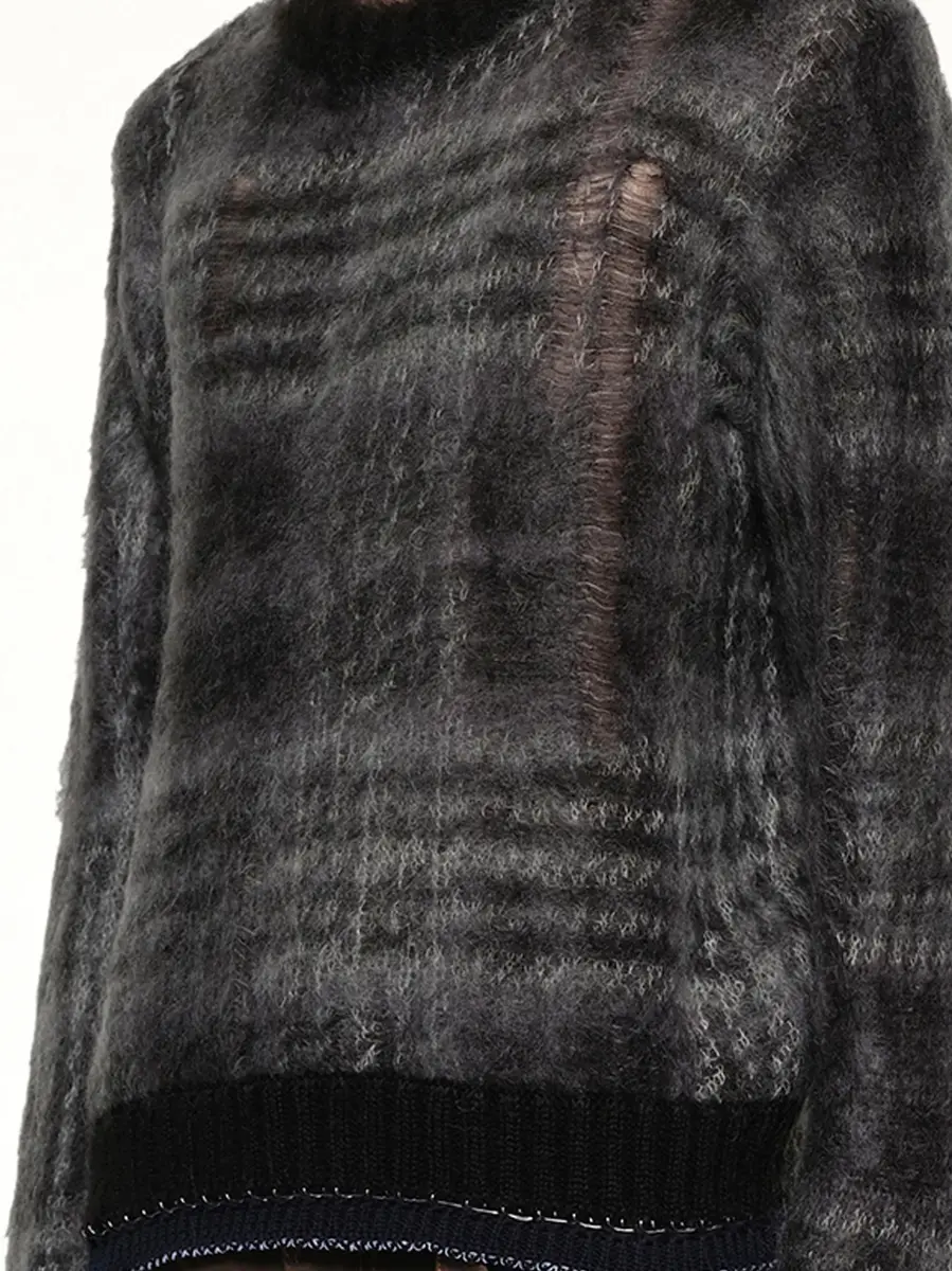 Sacai Plaid Mohair Knit Pullover | Thumbnail 2 Sacai Plaid Mohair Knit Pullover | Thumbnail 2