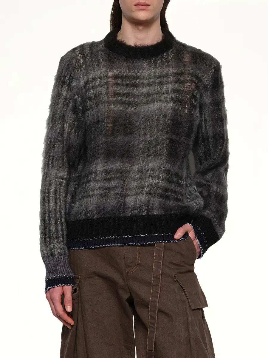 Sacai Plaid Mohair Knit Pullover | Thumbnail 6 Sacai Plaid Mohair Knit Pullover | Thumbnail 6