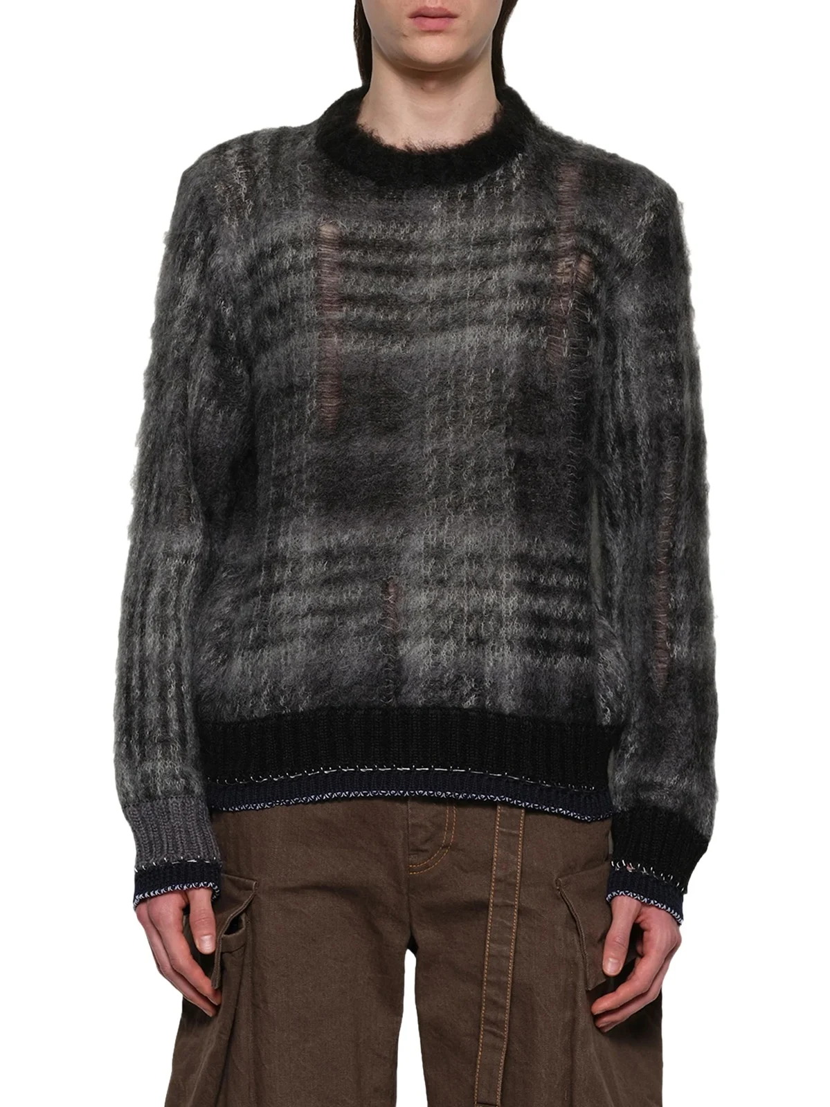 Sacai Plaid Mohair Knit Pullover