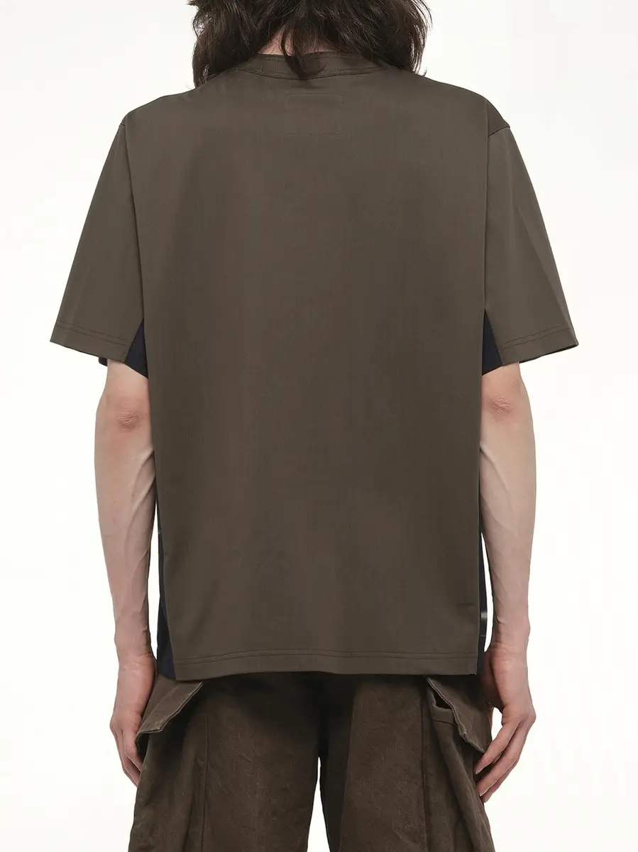 Sacai Suiting x Cotton Jersey T-shirt in Khaki/navy | Thumbnail 6 Sacai Suiting x Cotton Jersey T-shirt in Khaki/navy | Thumbnail 6