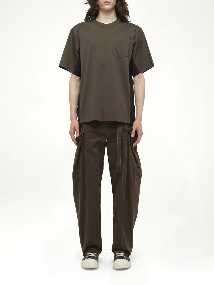Sacai Suiting x Cotton Jersey T-shirt in Khaki/navy | Thumbnail 7 Sacai Suiting x Cotton Jersey T-shirt in Khaki/navy | Thumbnail 7