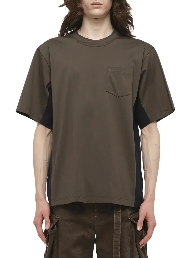 Suiting x Cotton Jersey T-shirt in Khaki/navy Green Suiting x Cotton Jersey T-shirt in Khaki/navy Green
