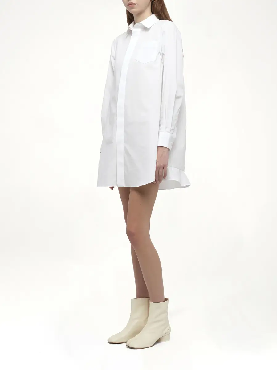 Sacai Frill Poplin Dress in Off White | Thumbnail 4