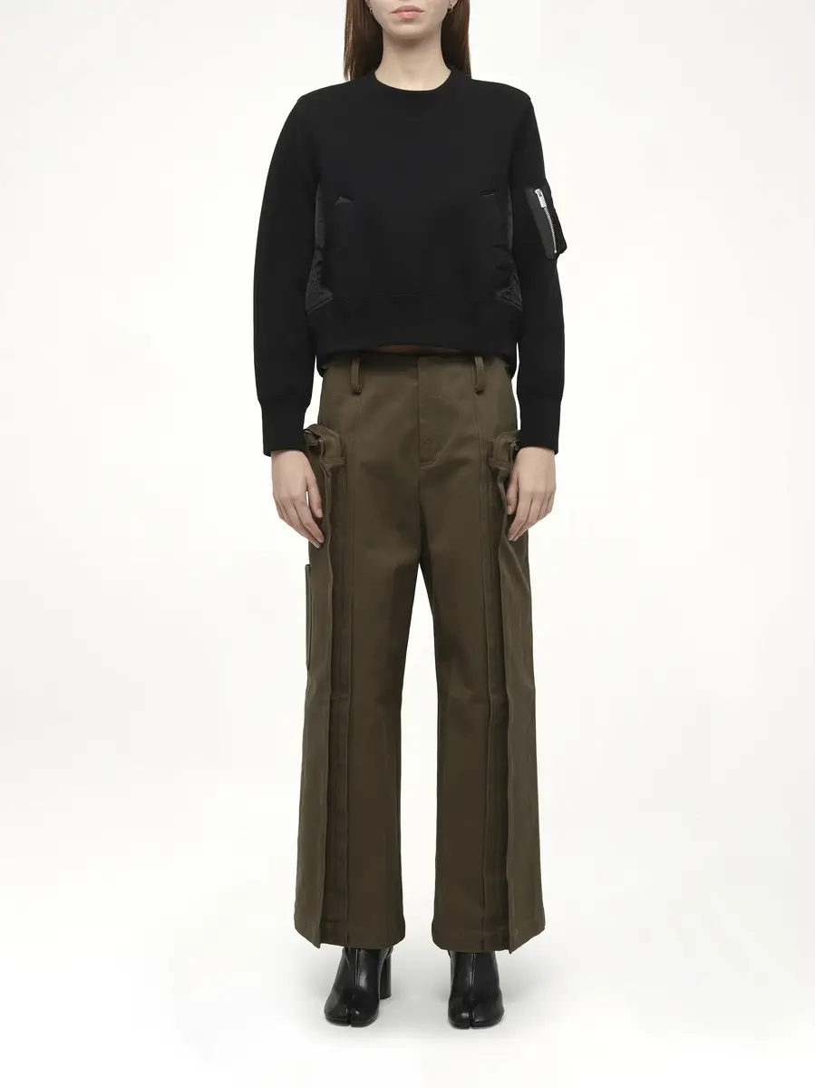 Sacai Sponge Sweat x Nylon Twill Pullover in Black/black | Thumbnail 7 Sacai Sponge Sweat x Nylon Twill Pullover in Black/black | Thumbnail 7