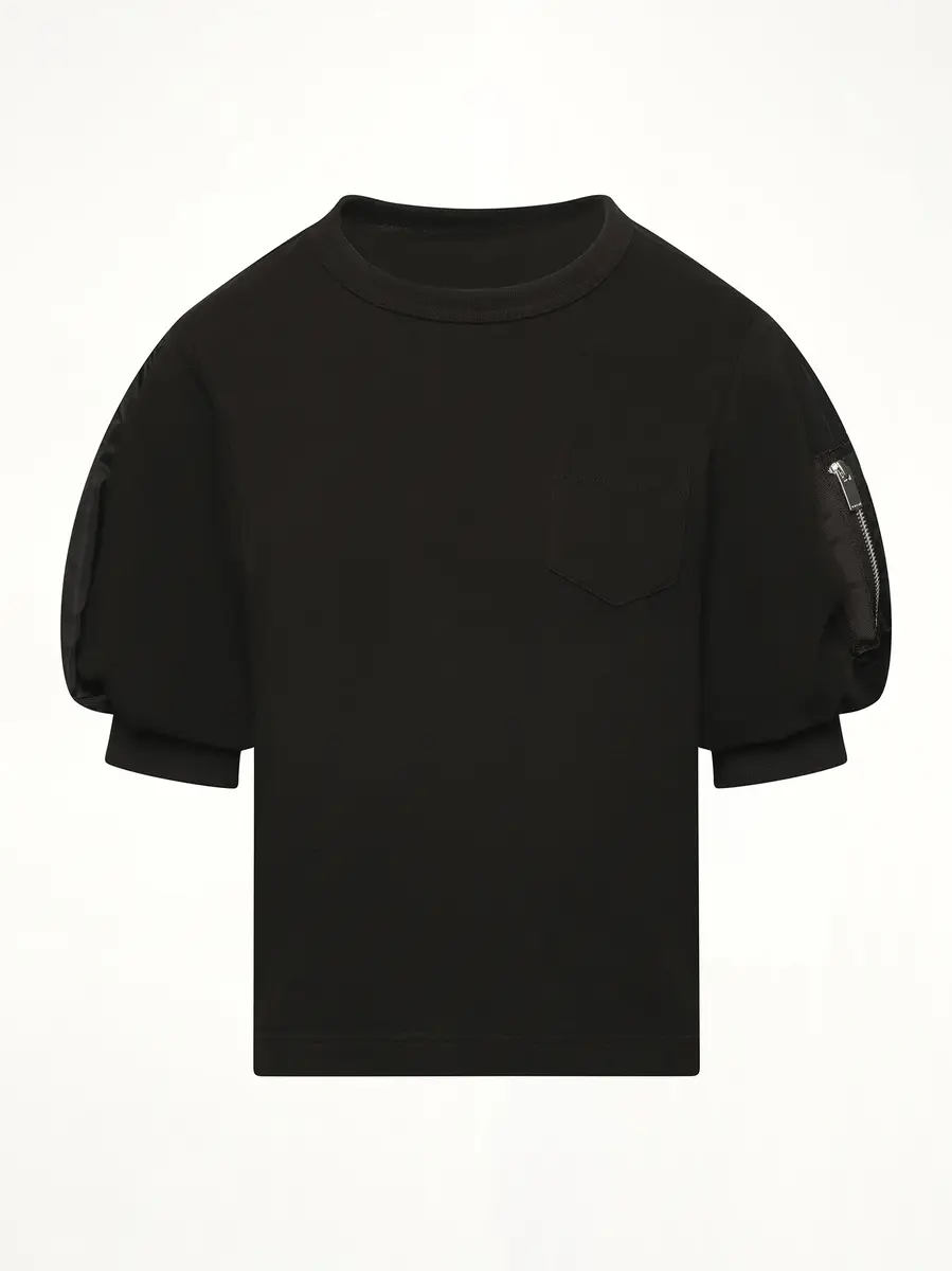 Sacai Nylon Twill x Cotton Jersey T-shirt in Black/black Black | Thumbnail 3 Sacai Nylon Twill x Cotton Jersey T-shirt in Black/black Black | Thumbnail 3